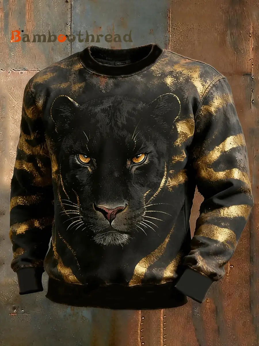 Men’s Leopard Crew Neck Sweatshirt As picture / S