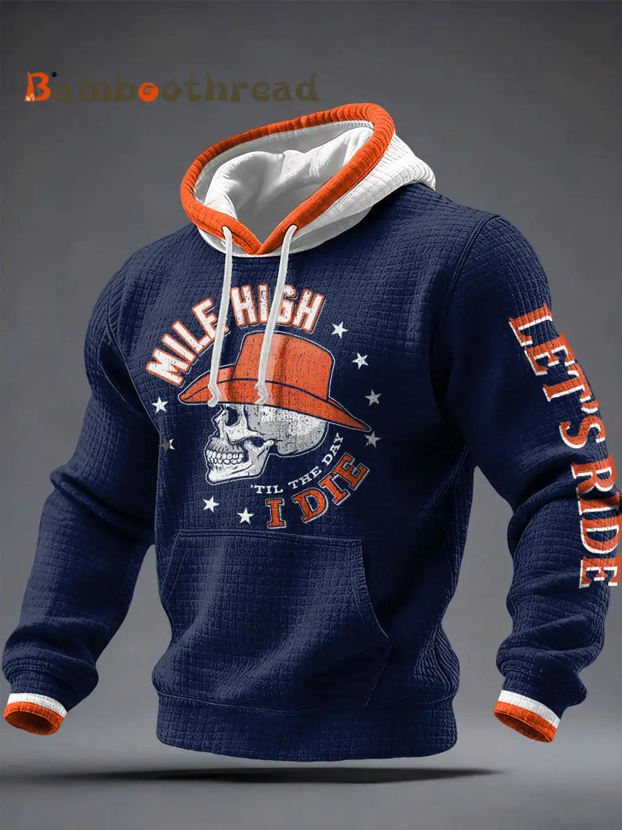 Men’s Let’s Ride Horse Football Lover Print Hoodie Navy Blue / S