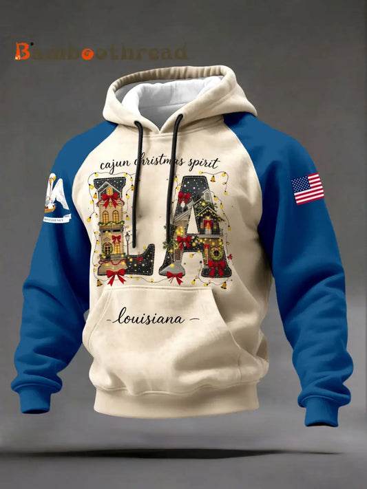 Men’s Louisiana Christmas Hoodies Blue / S