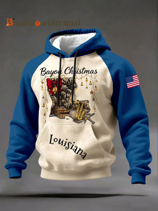 Men’s Louisiana Christmas Hoodies Blue / S