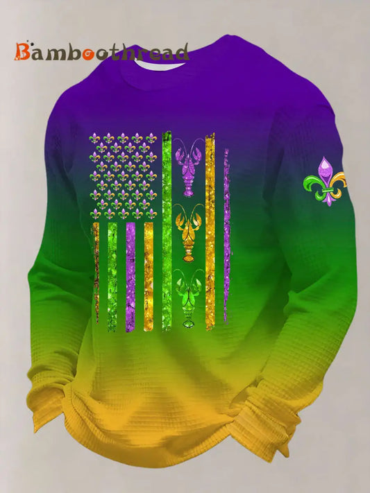 Men’s Mardi Gras Crawfish Print Waffle Sweatshirt As picture / S
