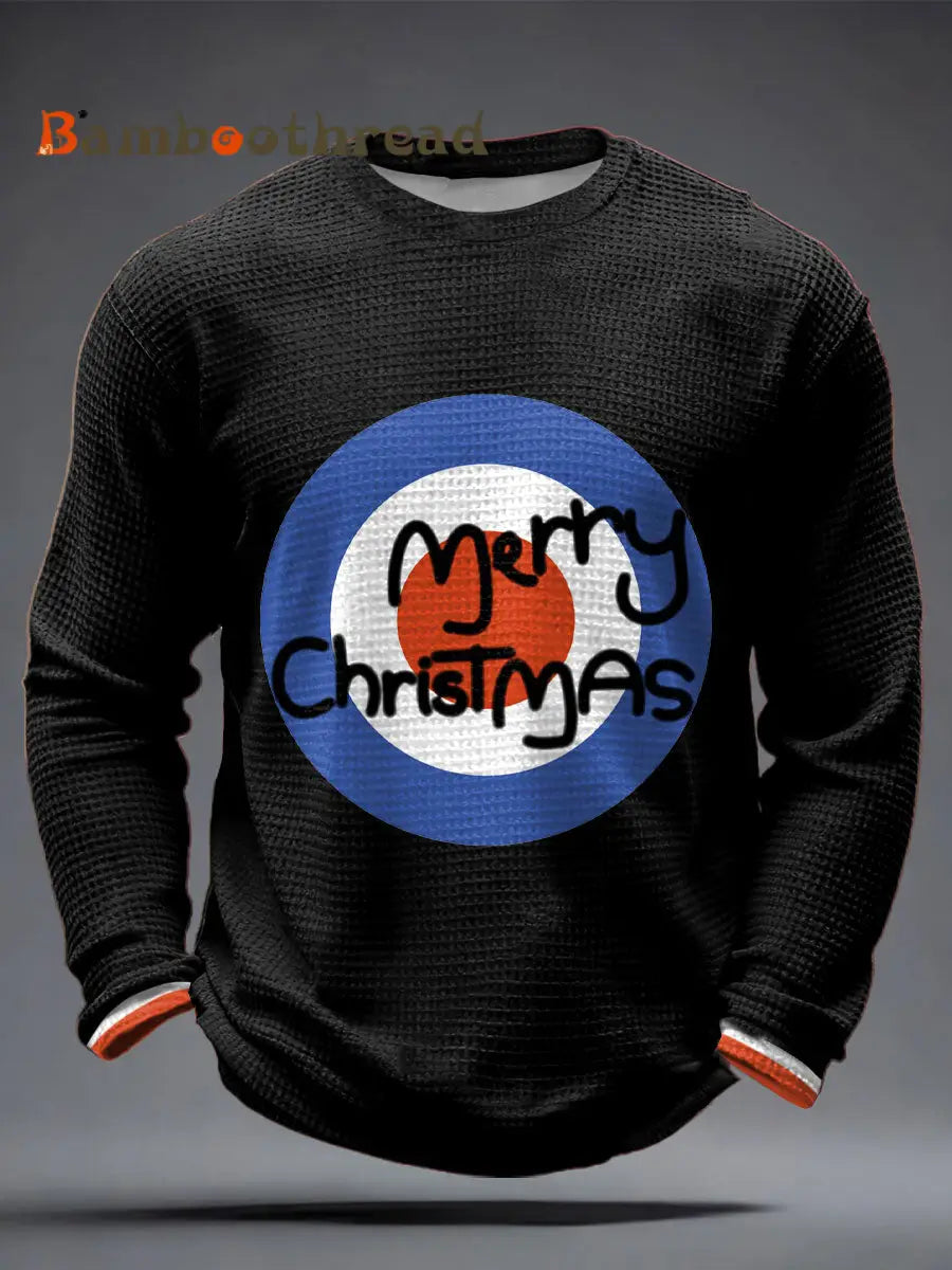 Men’s Modfather UK Music Mods Lover Printed Waffle Tops Black / S