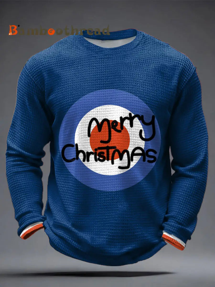 Men’s Modfather UK Music Mods Lover Printed Waffle Tops Royal Blue / S