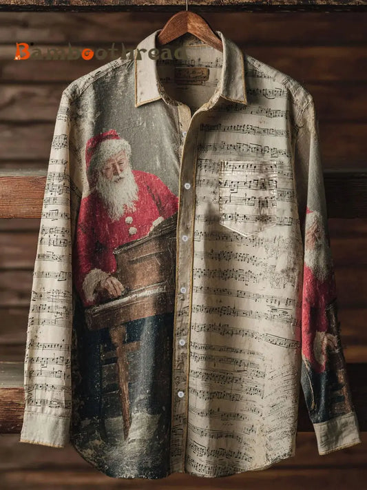 Men’s Music Santa Claus Vintage Shirts As picture / S