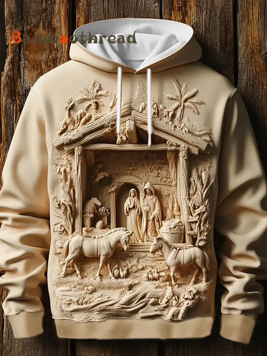 Men’s Nativity Drop-Shoulder Hoodie (No Pockets) As picture / S