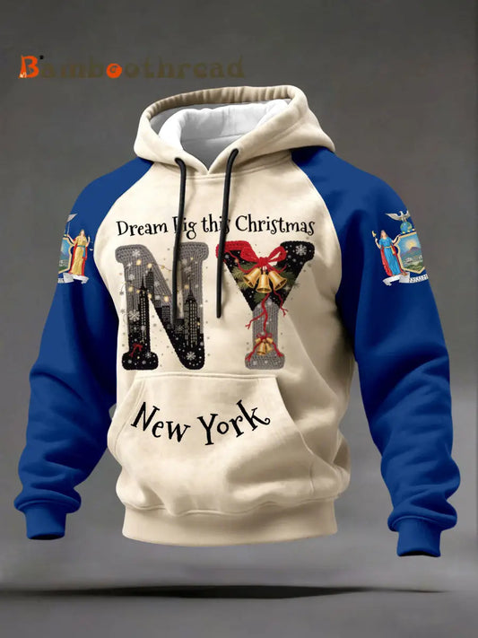 Men’s New York Christmas Hoodies Blue / S