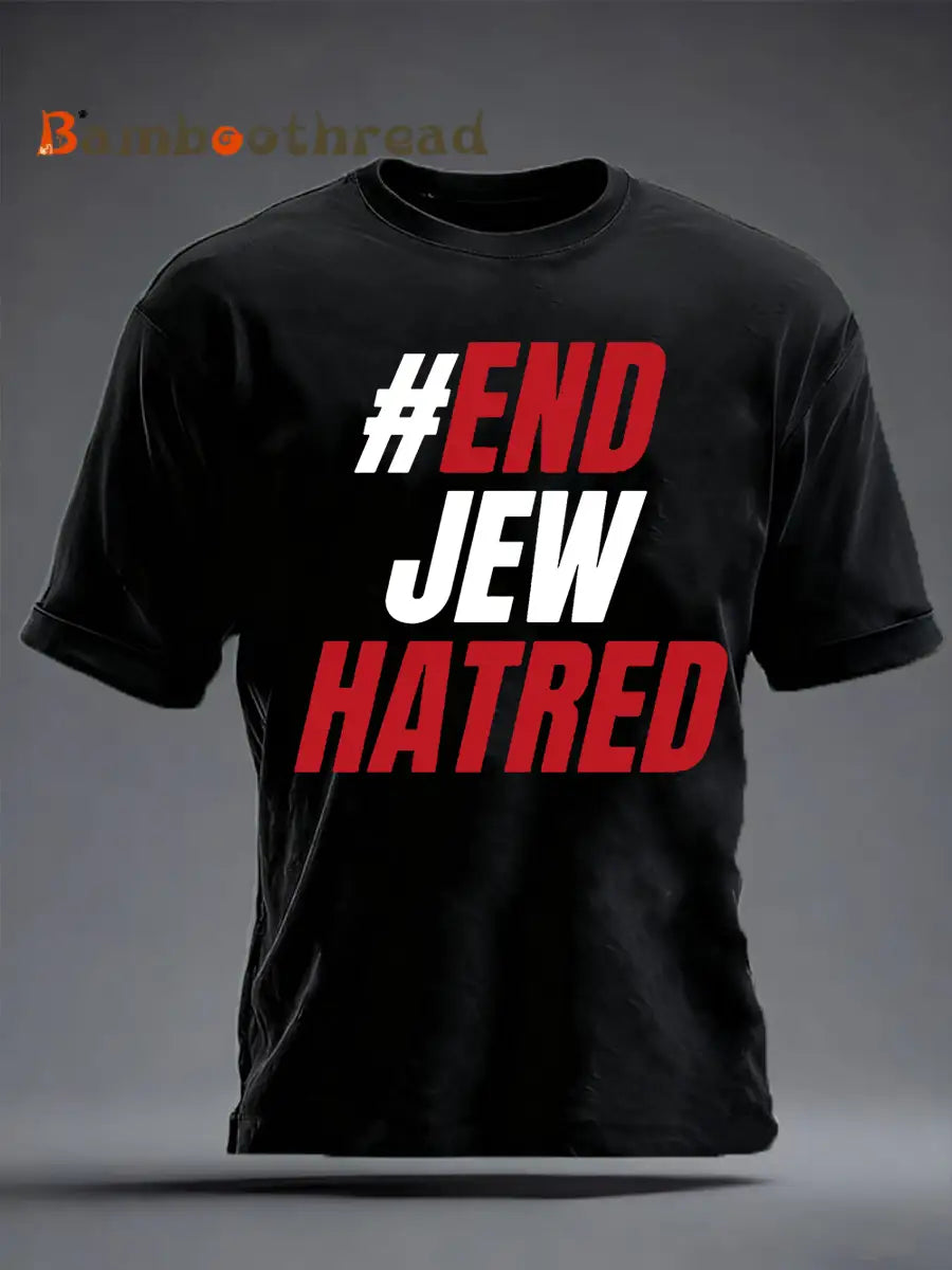Men’s Oppose antisemitism imitation cotton short-sleeved T-shirt Black / S