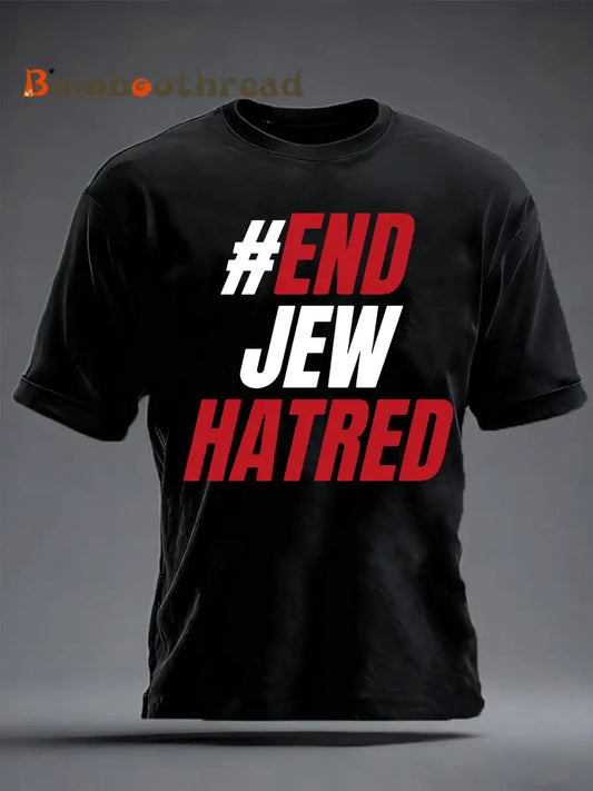 Men’s Oppose antisemitism imitation cotton short-sleeved T-shirt Black / S