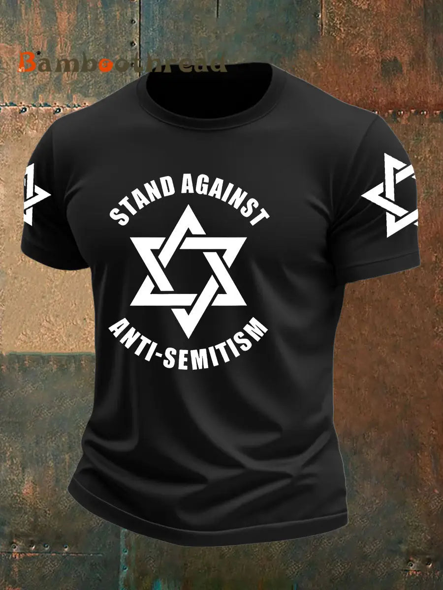 Men’s Oppose antisemitism imitation cotton short-sleeved T-shirt Black / S