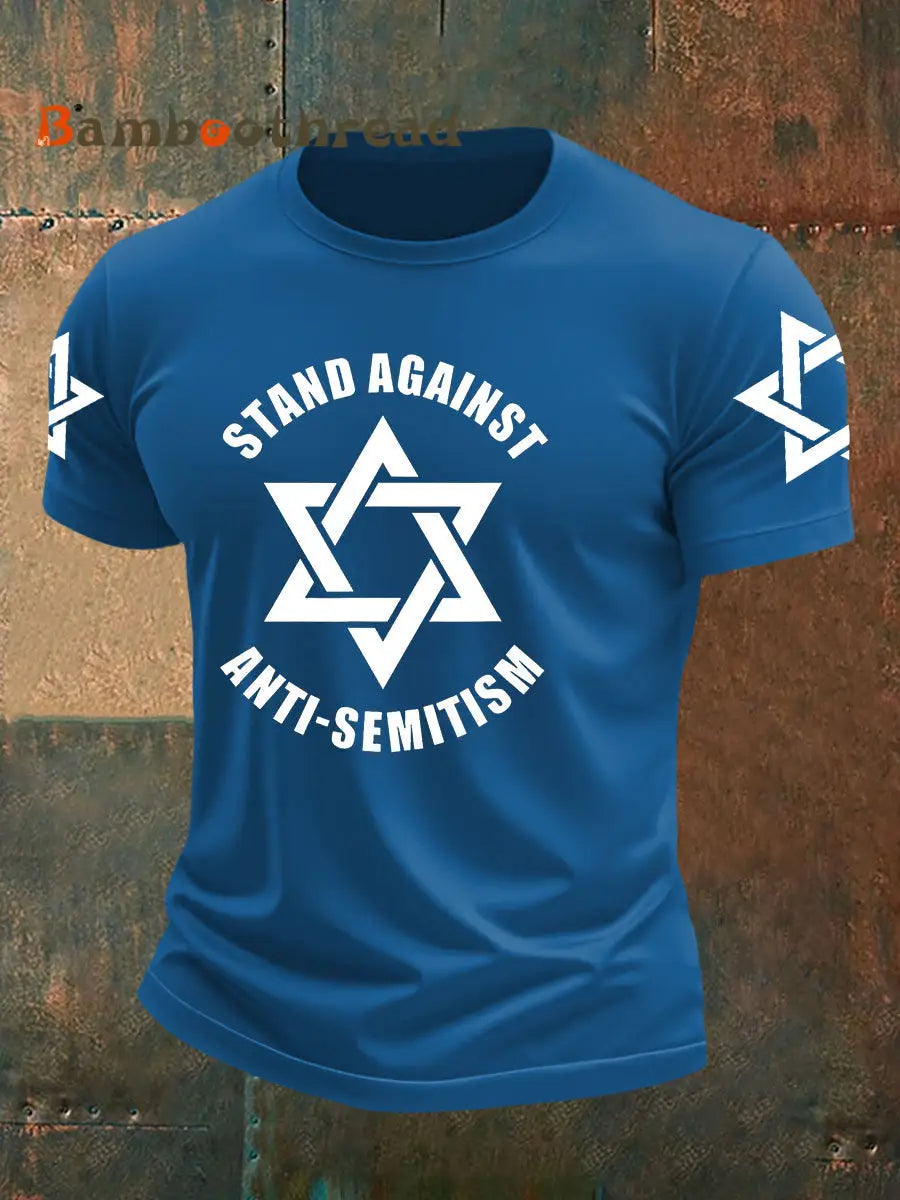 Men’s Oppose antisemitism imitation cotton short-sleeved T-shirt Blue / S