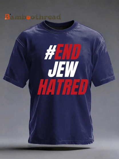 Men’s Oppose antisemitism imitation cotton short-sleeved T-shirt Navy Blue / S