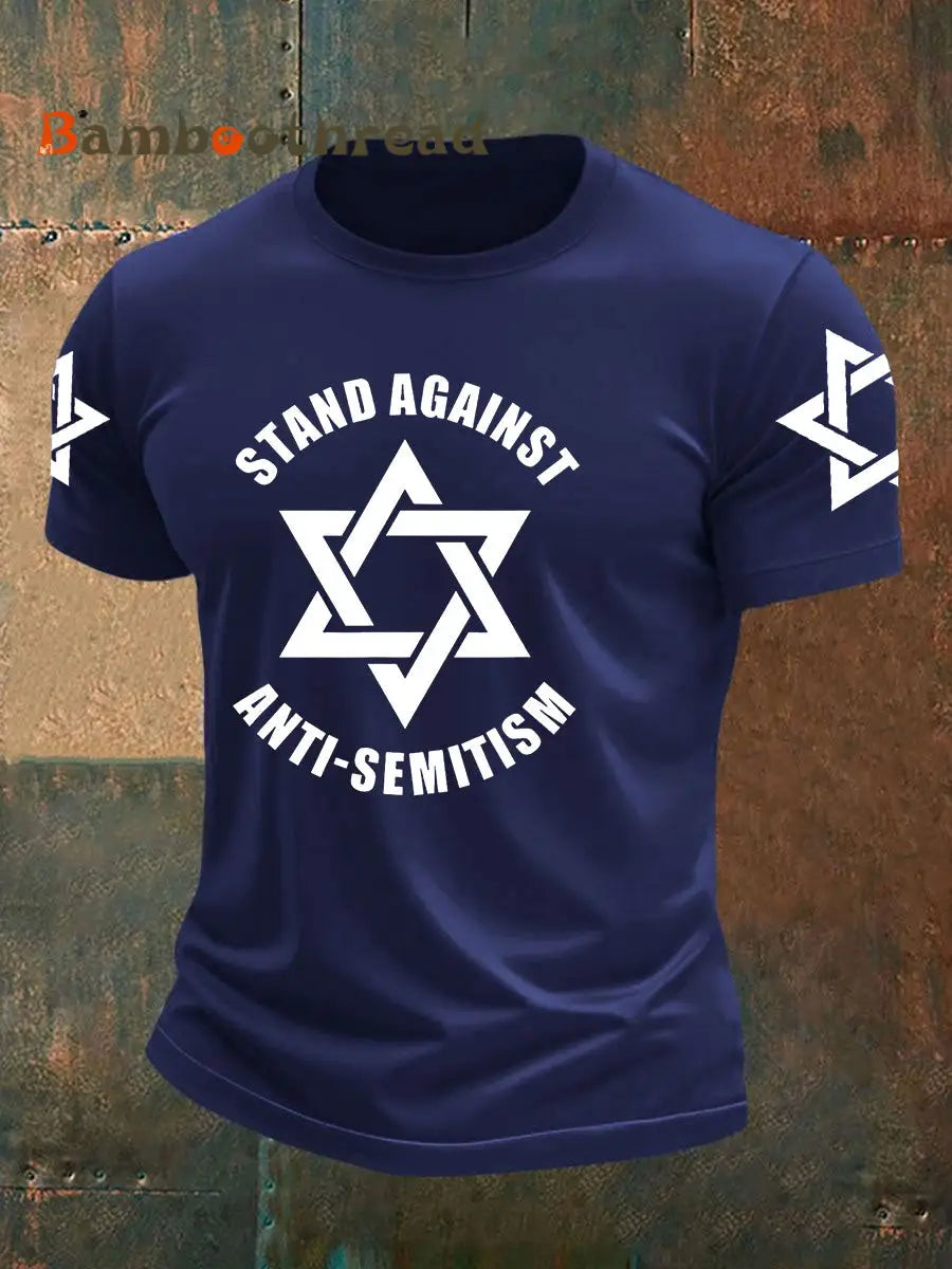 Men’s Oppose antisemitism imitation cotton short-sleeved T-shirt Navy Blue / S