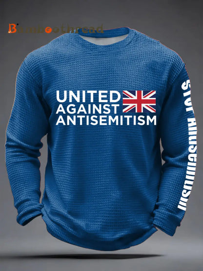 Men’s Oppose antisemitism Waffle Long Sleeve T-Shirt Blue / S