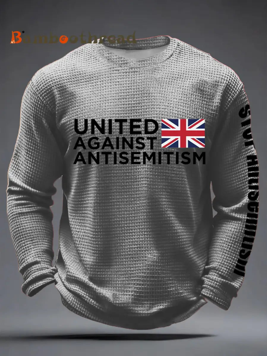 Men’s Oppose antisemitism Waffle Long Sleeve T-Shirt Gray / S