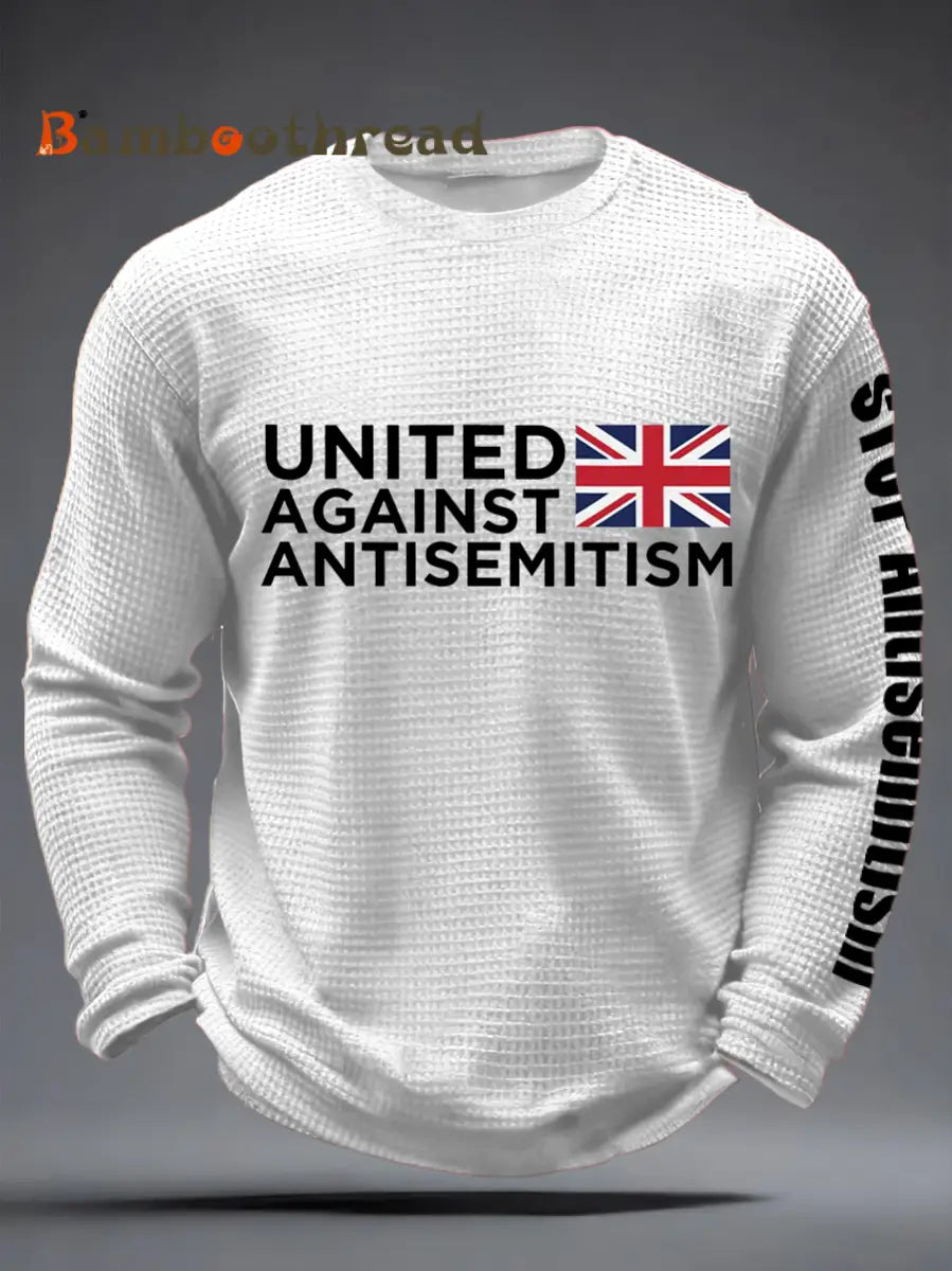 Men’s Oppose antisemitism Waffle Long Sleeve T-Shirt White / S