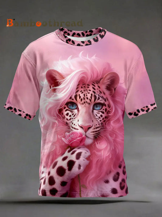 Men’s Pink Leopard Print T-Shirts Pink / S