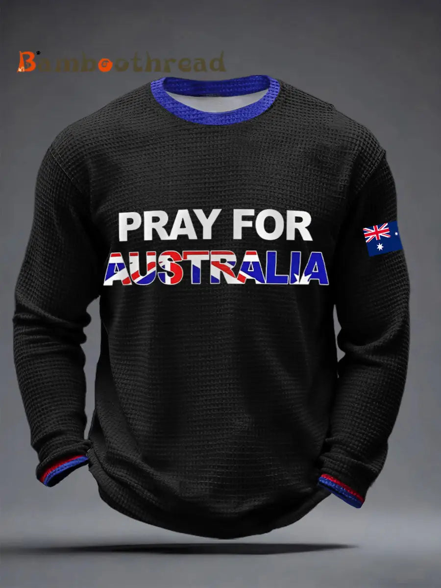 Men’s Pray for Australia Waffle T-Shirts Black / S