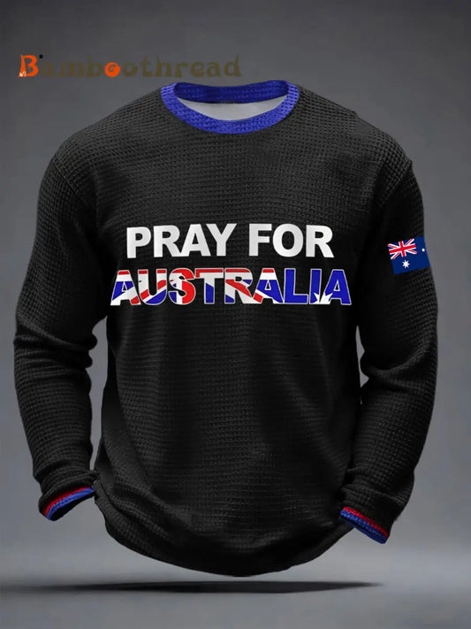 Men’s Pray for Australia Waffle T-Shirts Black / S