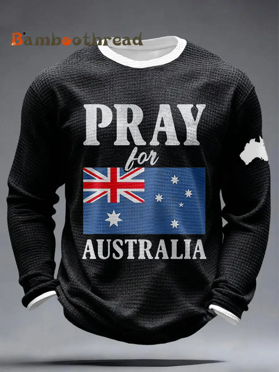 Men’s Pray for Australia Waffle T-Shirts Black / S