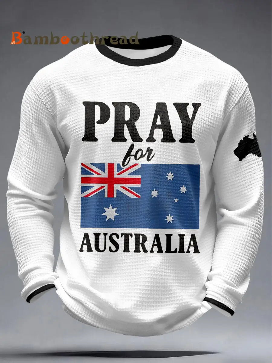 Men’s Pray for Australia Waffle T-Shirts White / S