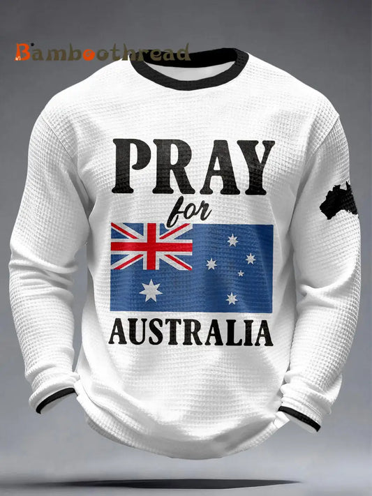 Men’s Pray for Australia Waffle T-Shirts White / S