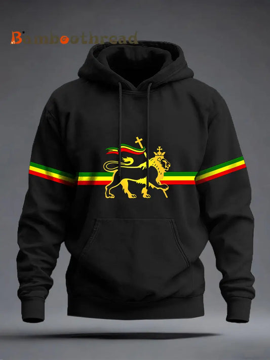 Men’s Reggae Inspired Lion Print Hoodie Black / S