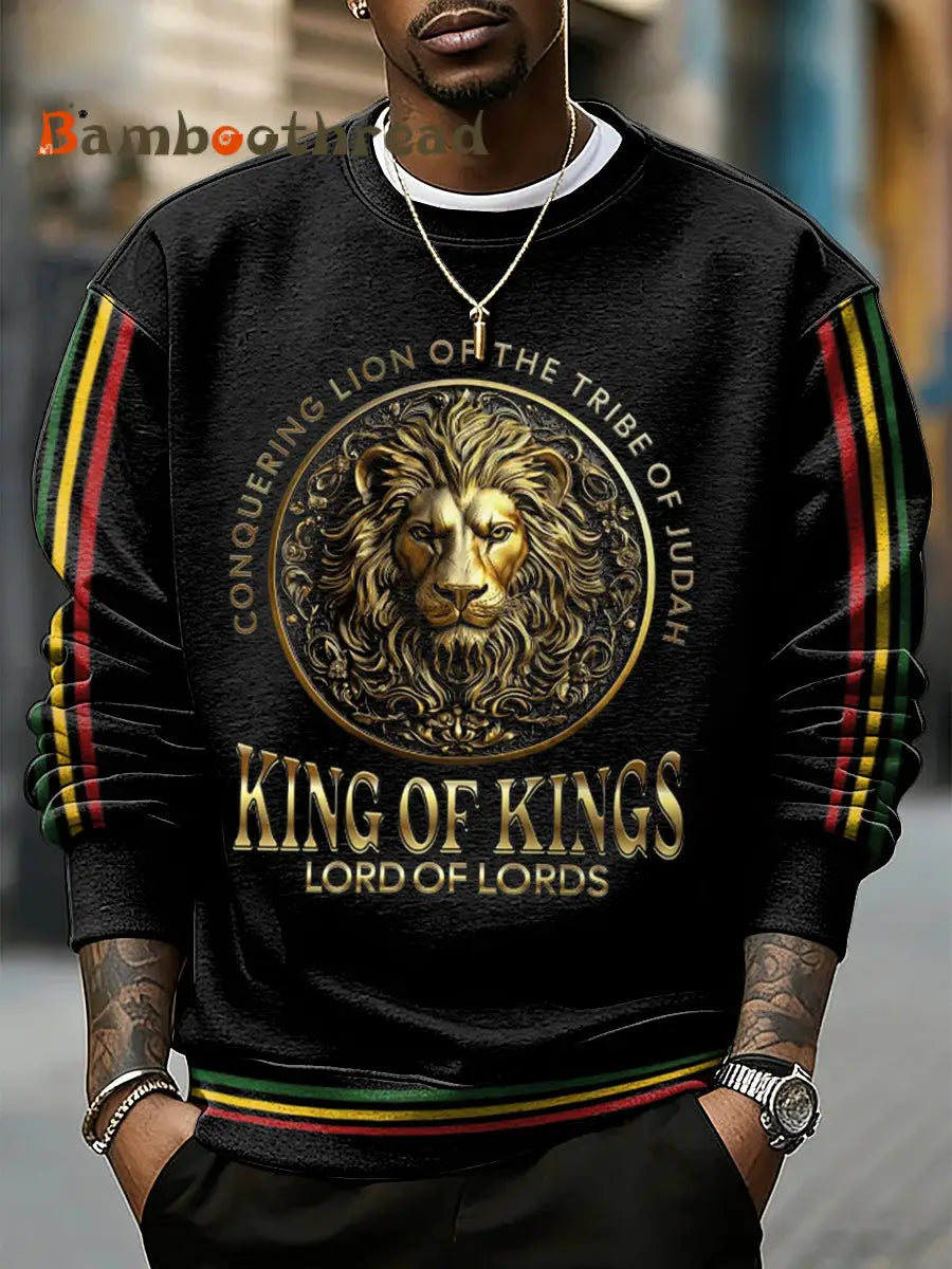 Men’s Reggae Music Inspired Lion Print Sweatshirt Black / S