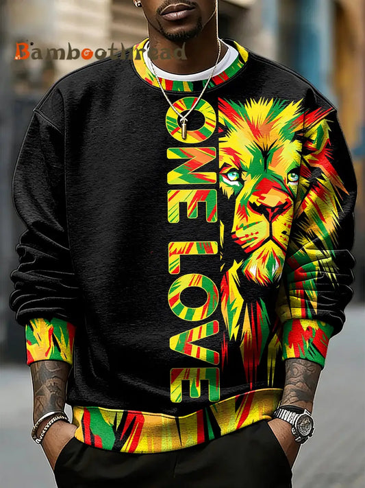 Men’s Reggae Music Inspired Lion Print Sweatshirt Black / S