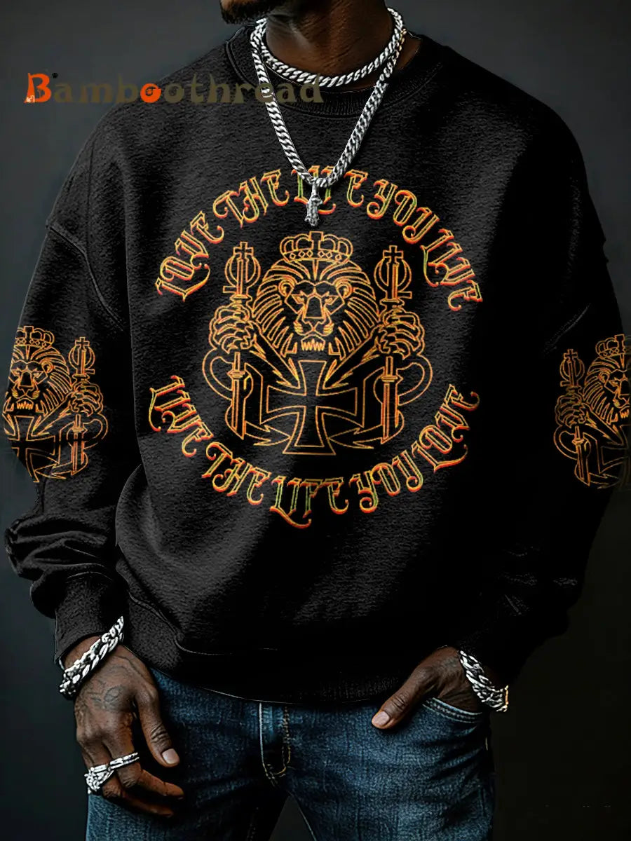 Men’s Reggae Music Inspired Lion Print Sweatshirt Black / S