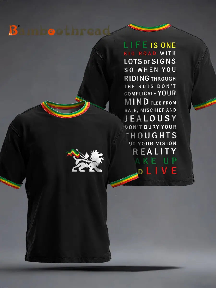 Men’s Reggae Music Inspired Print T-Shirt Black / S