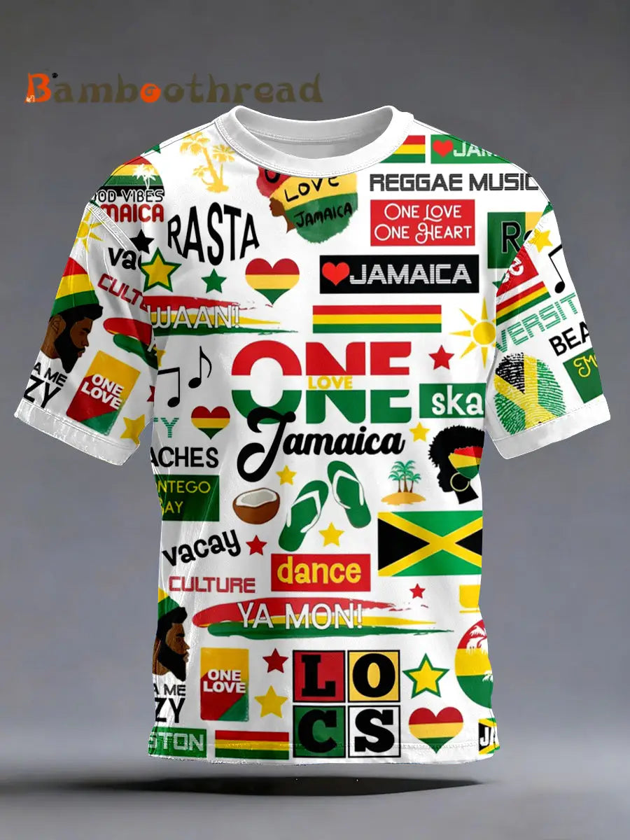 Men’s Reggae Music Inspired Print T-Shirt White / S