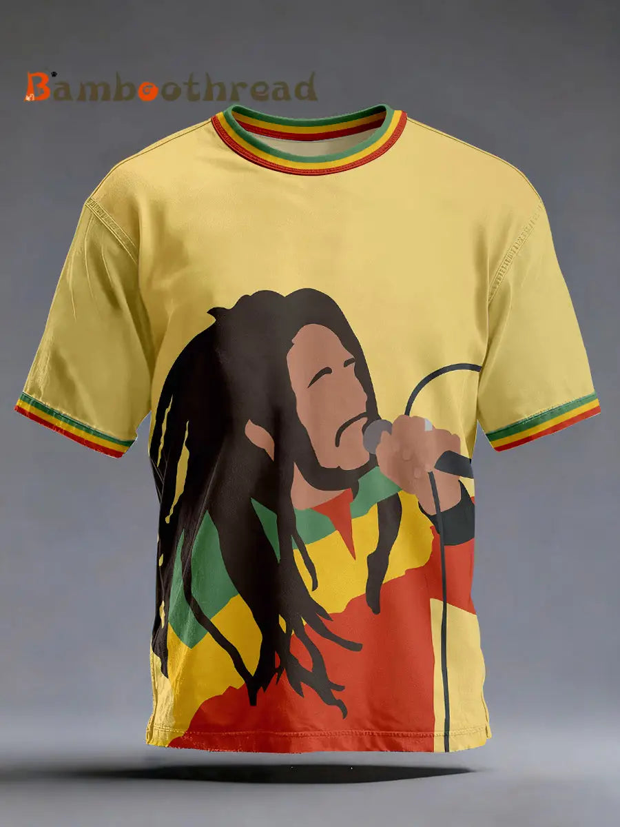 Men’s Reggae Music Inspired Print Vintage T-Shirt As picture / S