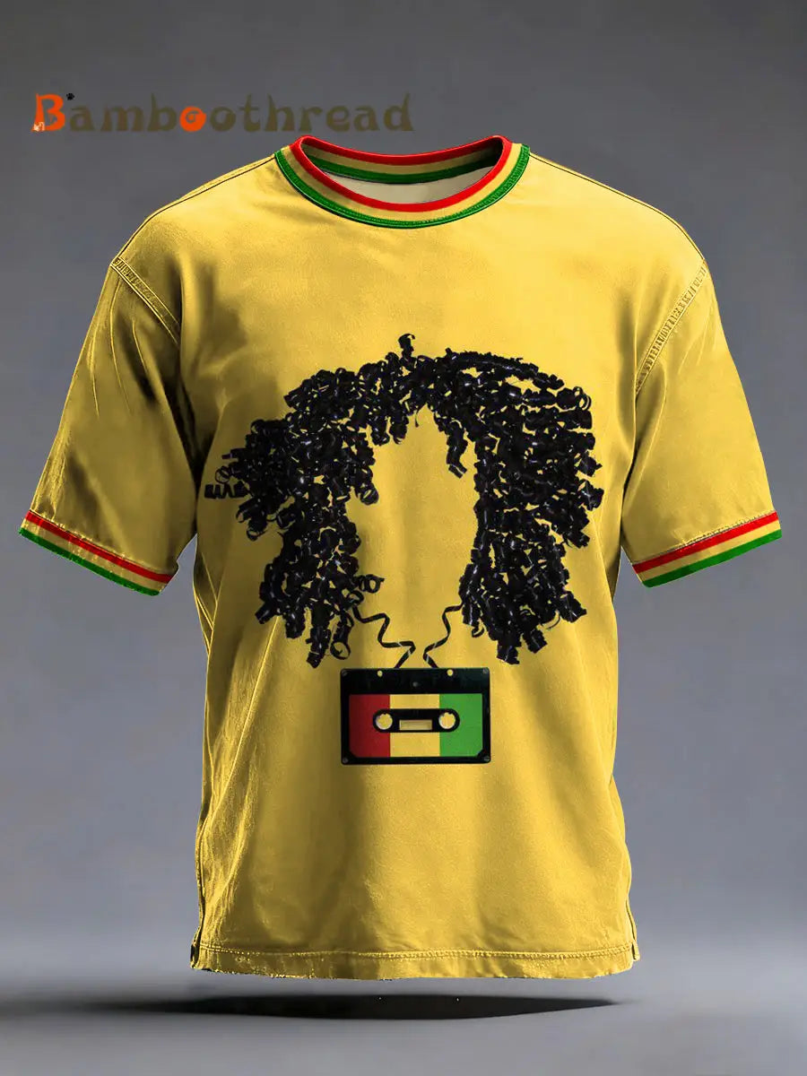 Men’s Reggae Music Inspired Print Vintage T-Shirt As picture / S