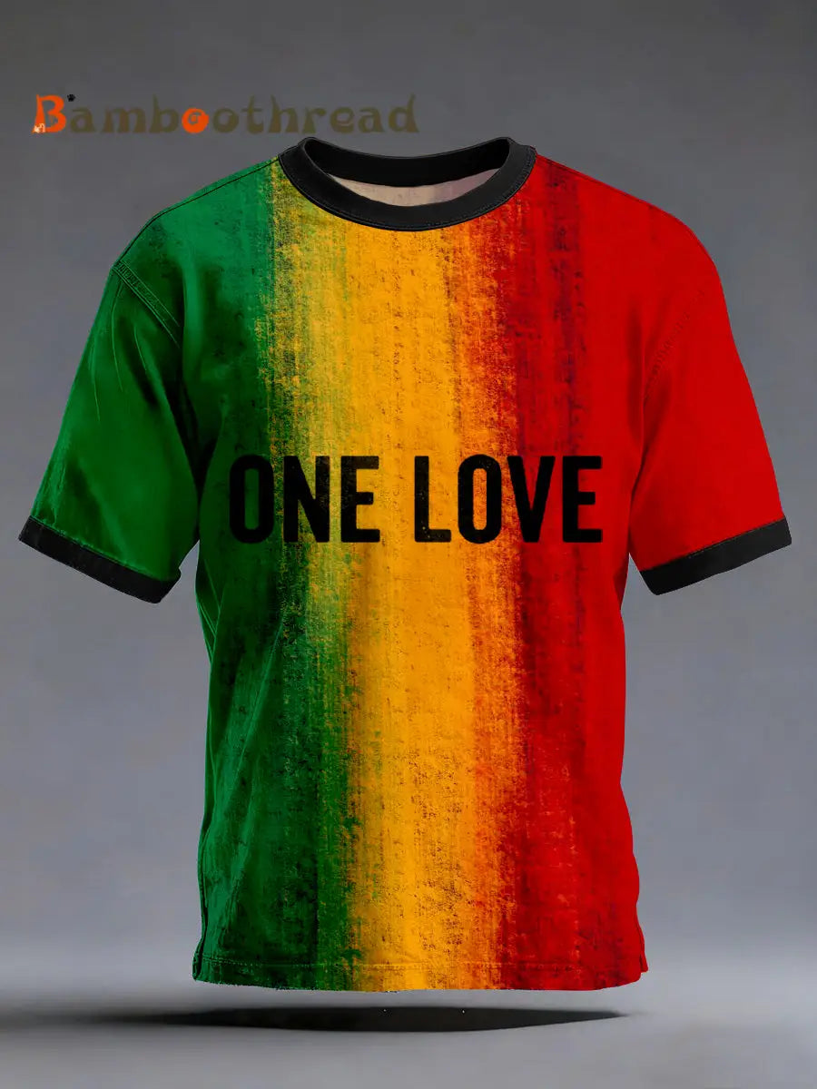 Men’s Reggae Music One Love Print T-Shirt As picture / S