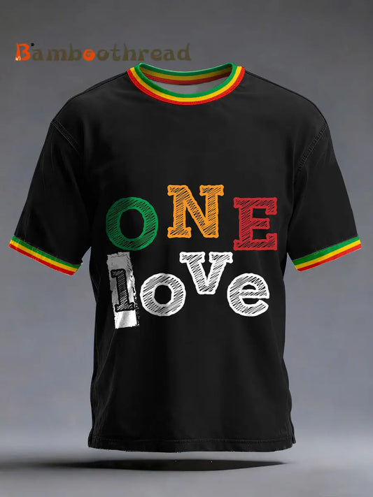 Men’s Reggae Music One Love Print Vintage T-shirt Black / S