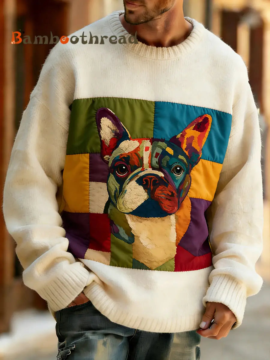 Men’s Retro Abstract Animal Art Print Comfortable Knit Top A / S