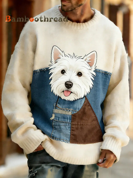 Men’s Retro Abstract Animal Art Print Comfortable Knit Top A / S