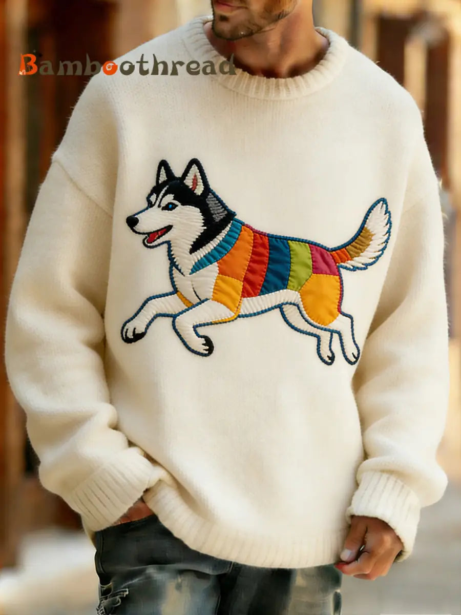 Men’s Retro Abstract Animal Art Print Comfortable Knit Top A / S