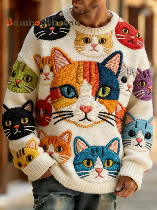 Men’s Retro Abstract Animal Art Print Comfortable Knit Top A / S