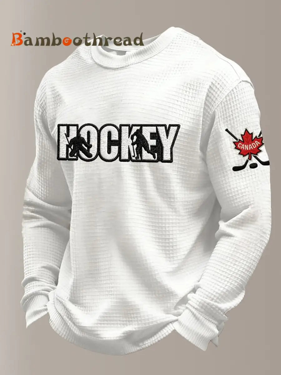Men’s Retro Canada Hockey Printed Casual Long-Sleeved Top Multicolour / S