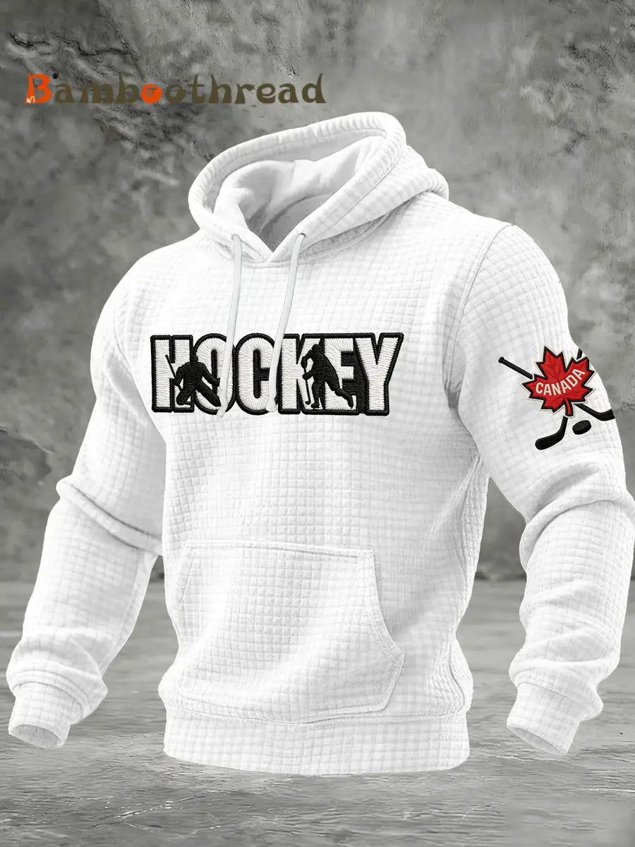 Men’s Retro Canada Hockey Printed Hoodie White / S