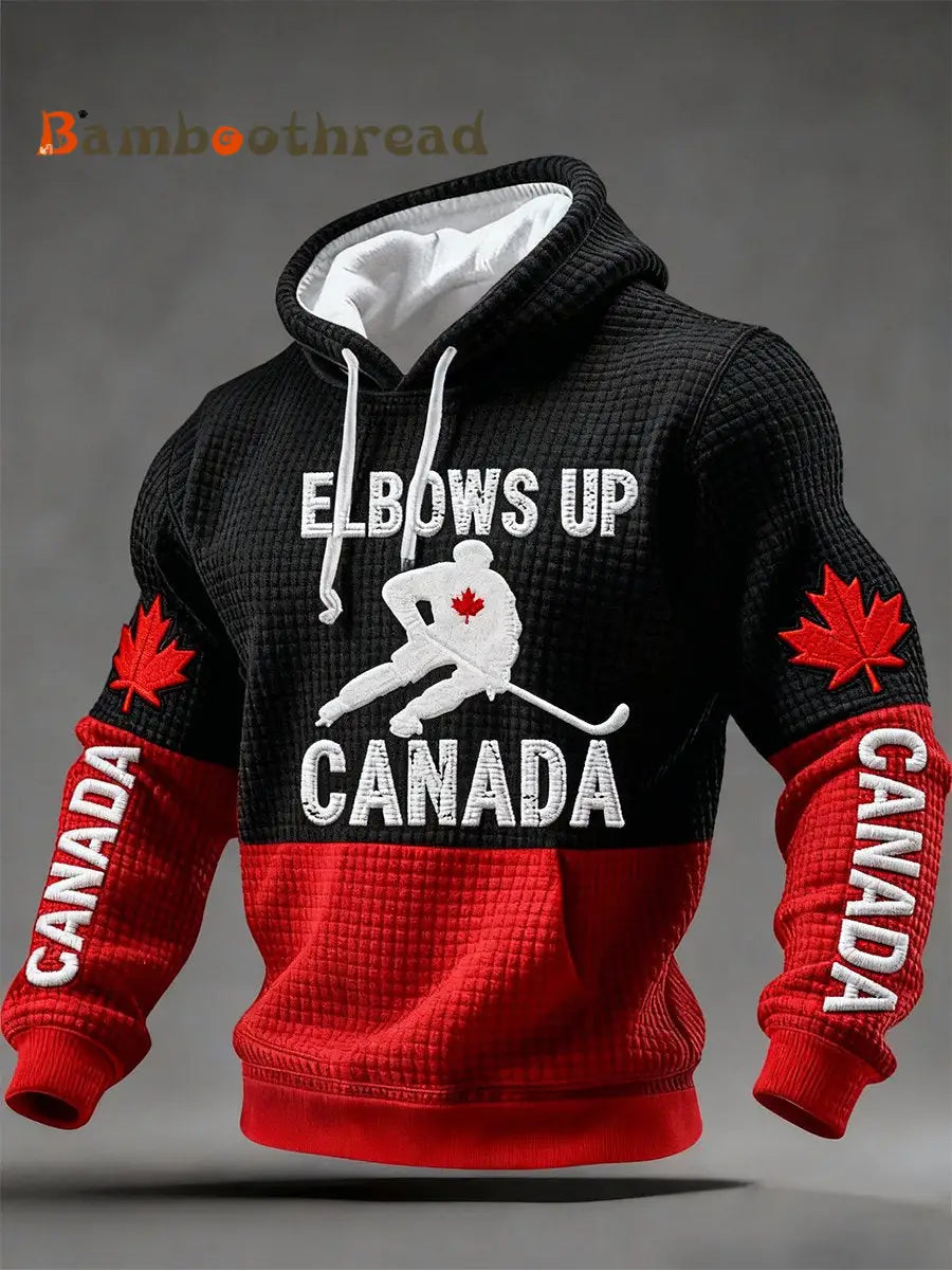 Men’s Retro Canadian Hockey Hoodie Black / S