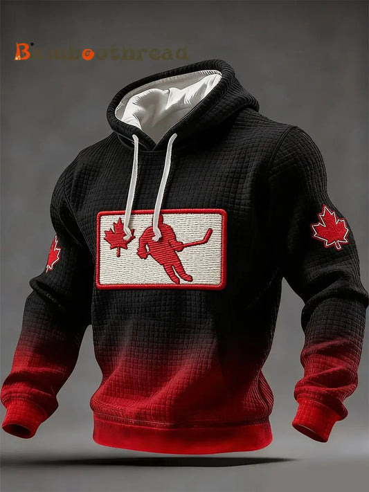 Men’s Retro Canadian Ice Hockey Gradient Hoodie Black / S