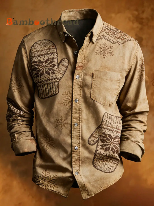 Men’s Retro Christmas Casual Comfort Long-Sleeved Shirt A / S