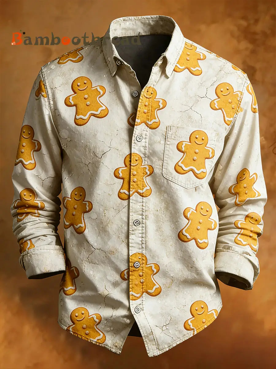 Men’s Retro Christmas Casual Comfort Long-Sleeved Shirt A / S