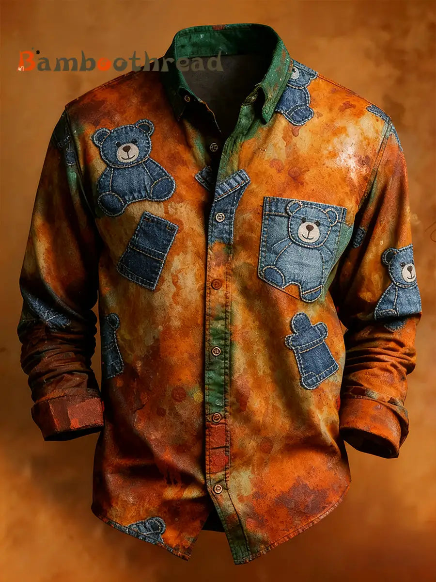 Men’s Retro Christmas Casual Comfort Long-Sleeved Shirt A / S