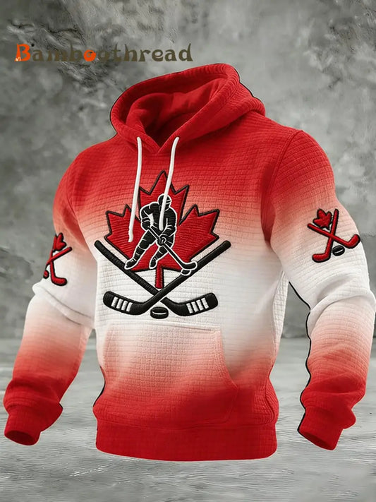Men’s Retro Ice Hockey Printed Casual Hoodie Red / S