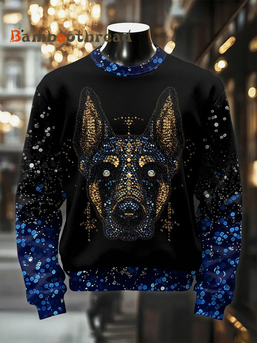 Men’s Retro Luxurious Dog Print Casual Sweatshirt As picture / S