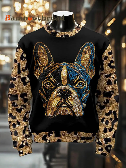 Men’s Retro Luxurious Dog Print Casual Sweatshirt As picture / S