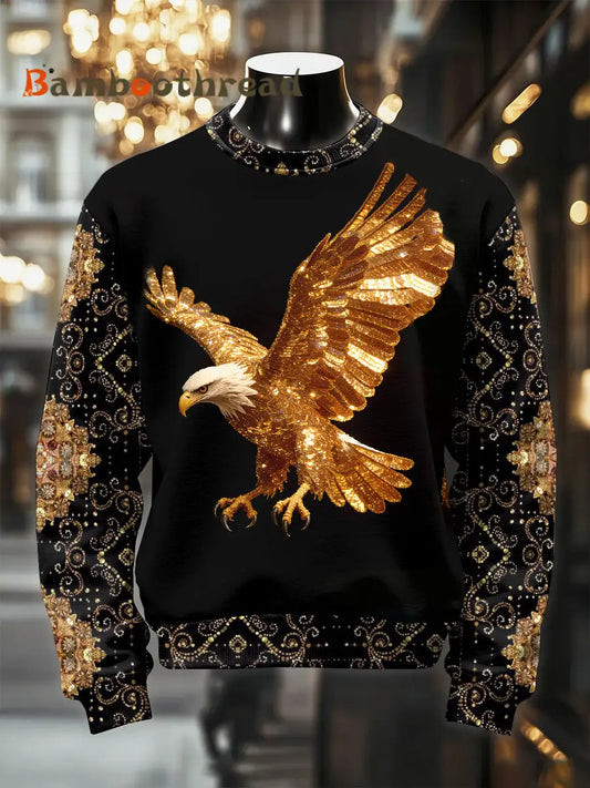 Men’s Retro Luxurious Eagle Print Casual Sweatshirt As picture / S